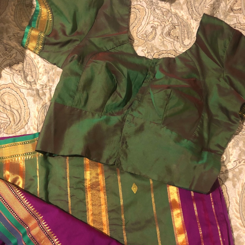 Fuschia, Gold and Green Saree
